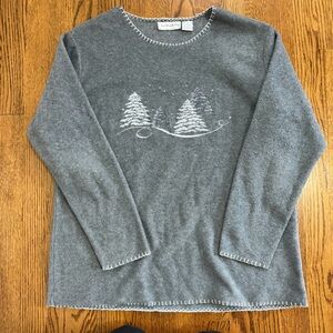 San Michelle Bay Gray Winter Fleece Snow Trees Size Medium